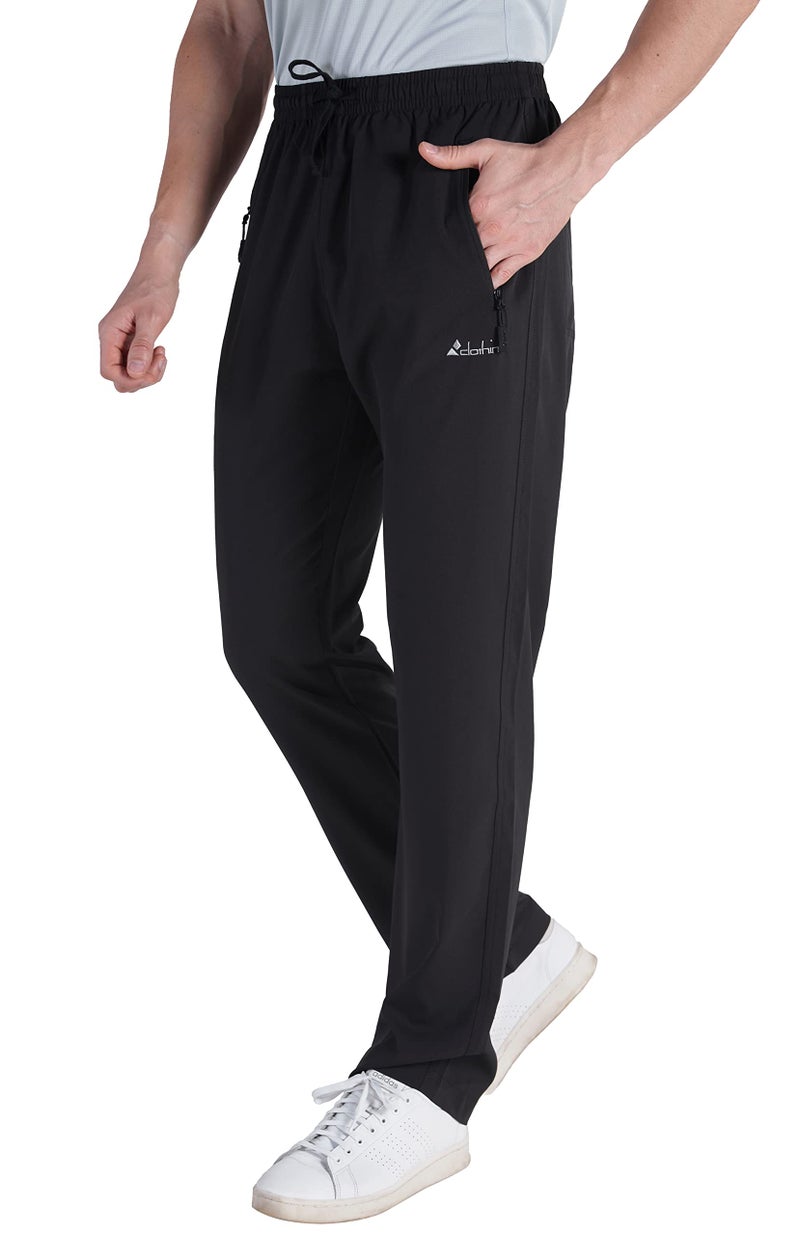 clothin Mens Workout Athletic Pants Elastic-Waist Drawstring Pants for Sport Exercise Travel,Quick-Dry,Stretchy,Black,M(31-34W x 30L) - Image 4